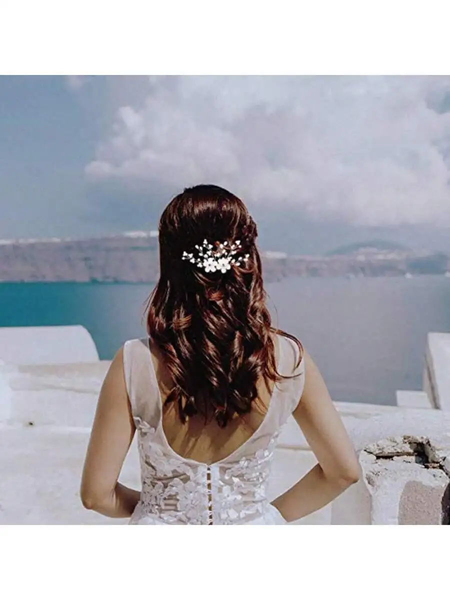 28pcs Flower Pearl Bridal Hair Pins U Shaped Side Clips Crystal Decorative Headpieces For Women