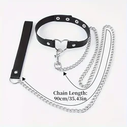 1 Heart Collar Plus 1 Leash Chain Erotic Lover Necklace Party Halloween Cosplay New Year Christmas Creative Birthday Gift