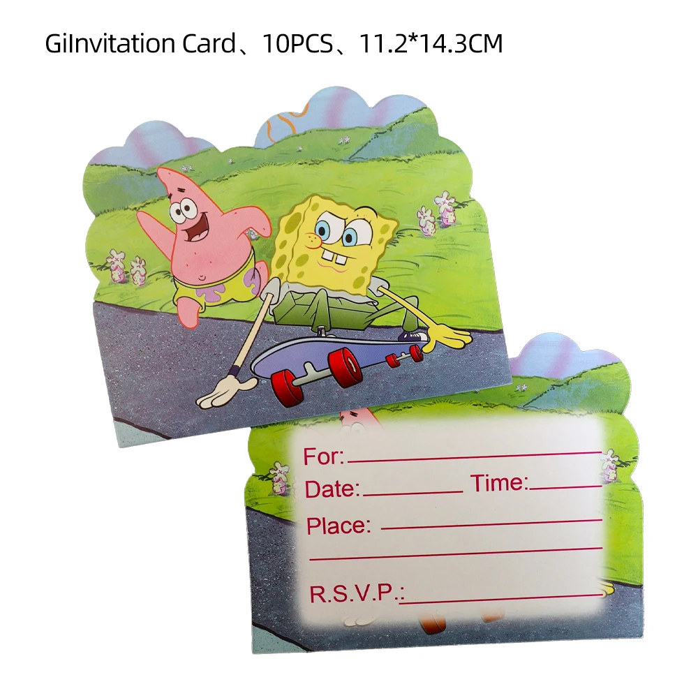 Hot Sponge Cartoon Bob Invitations Card Star Party Happy Birthday Party Decorations Kids Favors Invitation Cards Greeting Card