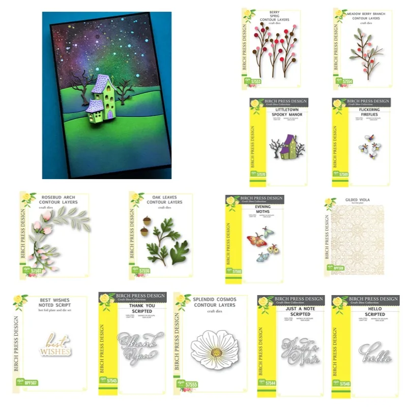 Альта великолепные Позолоченные цветы Космос ягоды ветка светлячков пятнистые моли металлические Вырубные штампы Скрапбукинг сделай сам