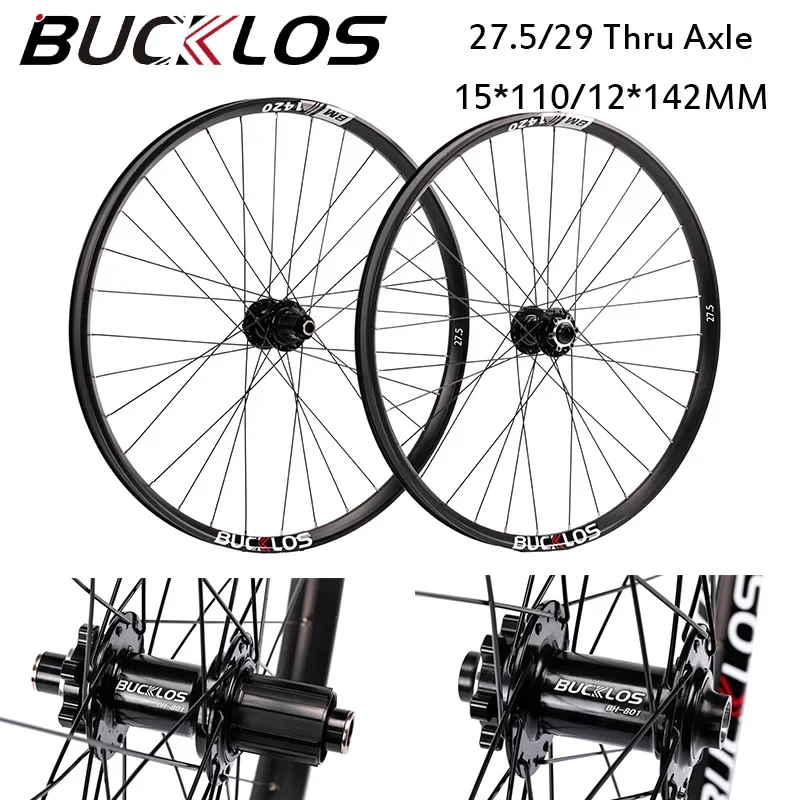 

BUCKLOS Mountain Bike Wheelset 27.5in 29in MTB Wheelset 100*15mm 142*12mm Thru Axle Bicycle Wheel Rim for 1.9-2.5 Tire HG