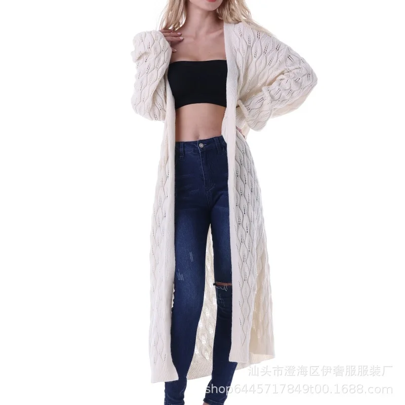 

New Spring and Autumn Knitted Loose Jacket Women's Design Sense Skeleton Large Size Fashion Women's Sweater White Cardigan