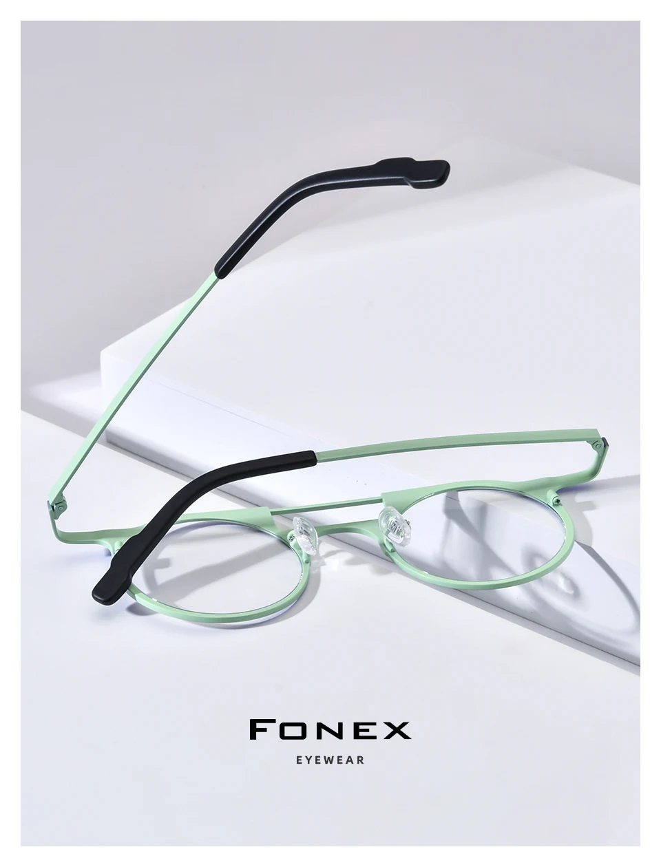 FONEX Titan Brillengestell Damen 2025, neue Mode, Markendesign, Retro, Vintage, runde Brillen, Herren, ultraleichte Brillen 85774 – Detail 28