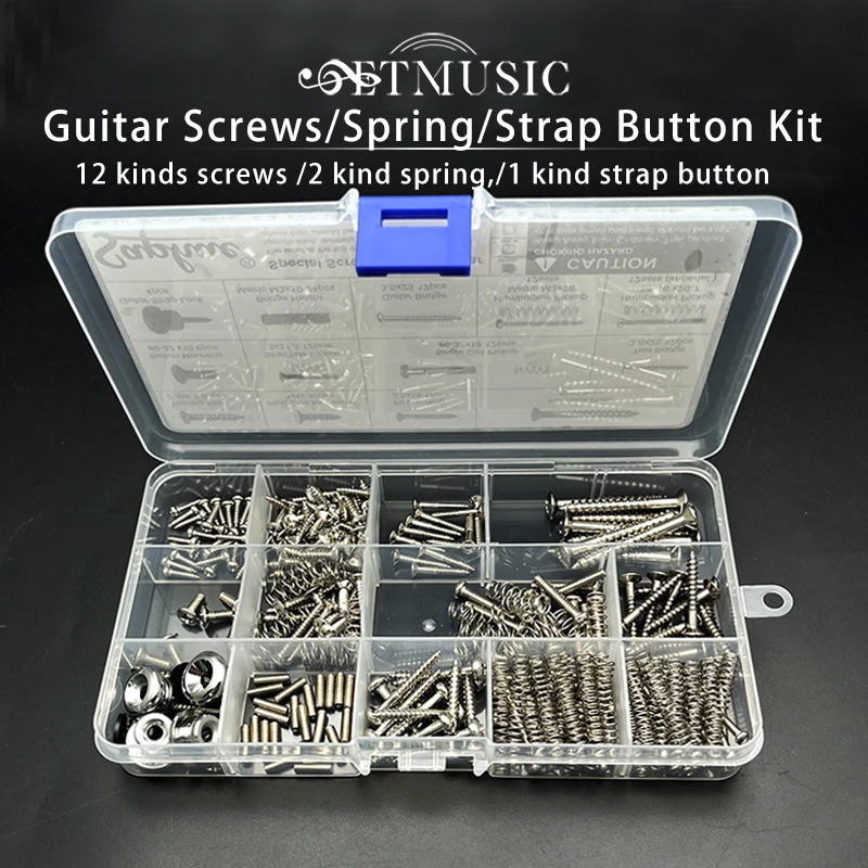 Guitar Screws & Spring & Strap Button Kit, 15 Kinds for Neck Plate Tuning Humbucker Single Coil Pickup Bridge Selector Switch