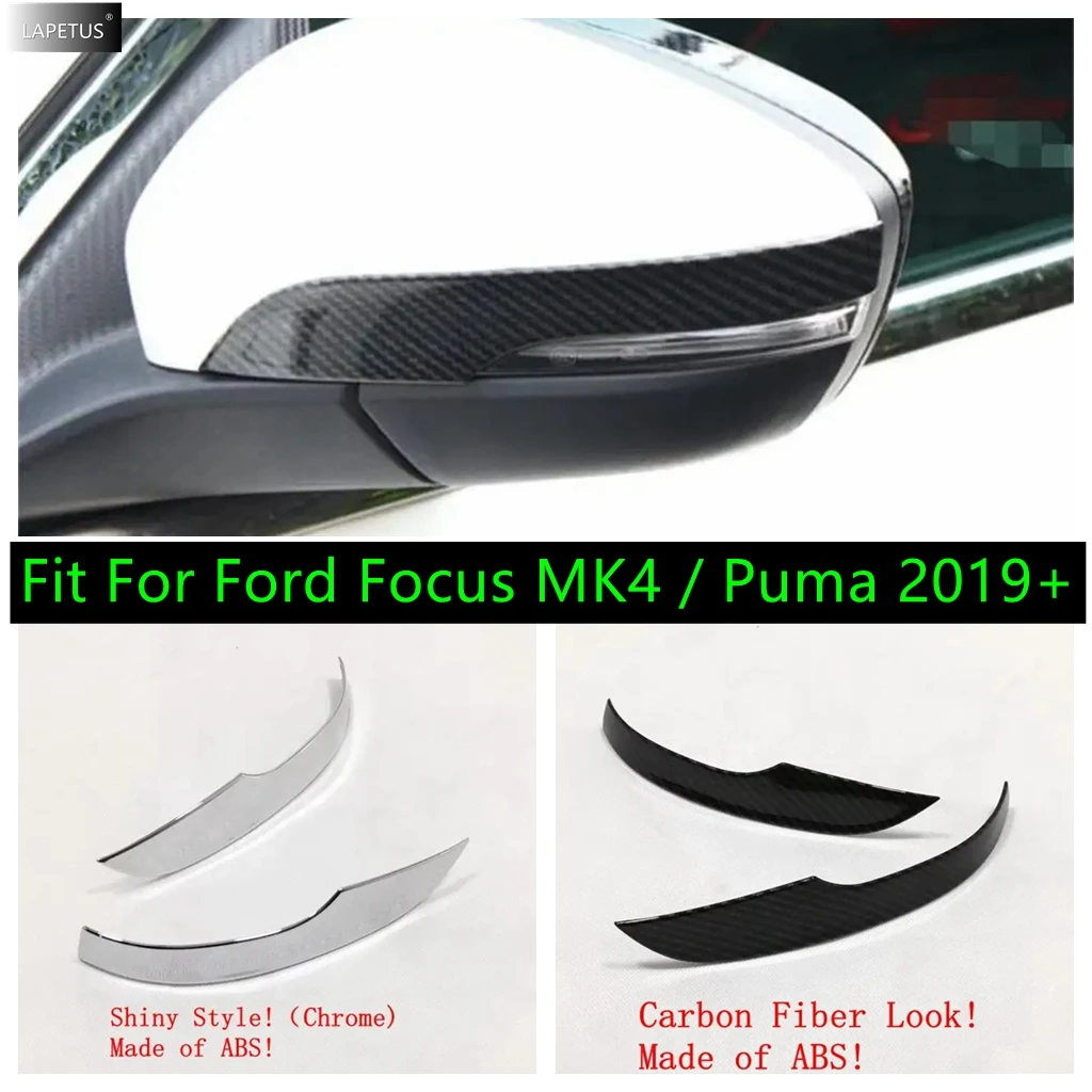 

Chrome / Carbon Fiber Side Rearview Mirror Decor Strip Streamer Cover Trim For Ford Focus MK4 / Puma 2019 - 2024 Car Accessories