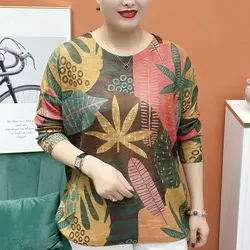 Fashion Plant Flowers Printed Pullovers 2023 Spring Autumn Long Sleeve Women's Clothing Commute Casual Round Neck Loose T-shirt
