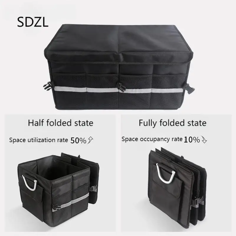 

Car Trunk Organizer with Lid, Collapsible Car Trunk Storage Organizer, Car Organizer and Storage for SUV, Truck, Sedan