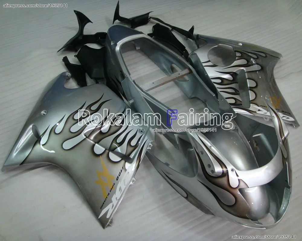 Black Silver kit For Honda CBR1100XX 96-07 CBR 1100 XX 1996-2007 Sportbike Motorcycle Fairing Set (Injection molding)