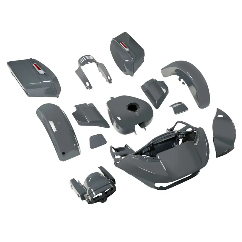 HR3 Gunship Gray Fairing Body Kit Saddlebag Fender Gas Tank Fit Street Glide CVO 14-20