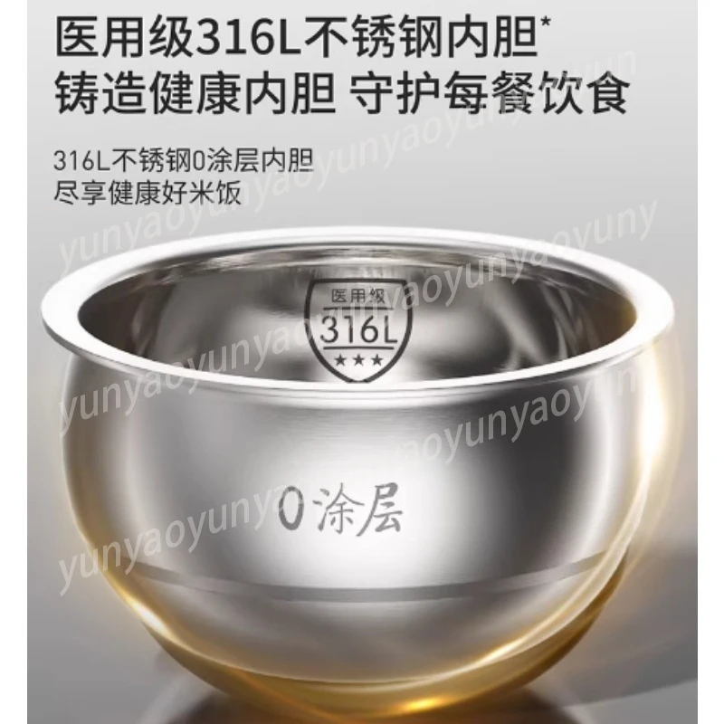 Small 3L Rice Cooker, Stainless Steel Micro Pressure Pot for 1-3 People, Healthy Even Heating