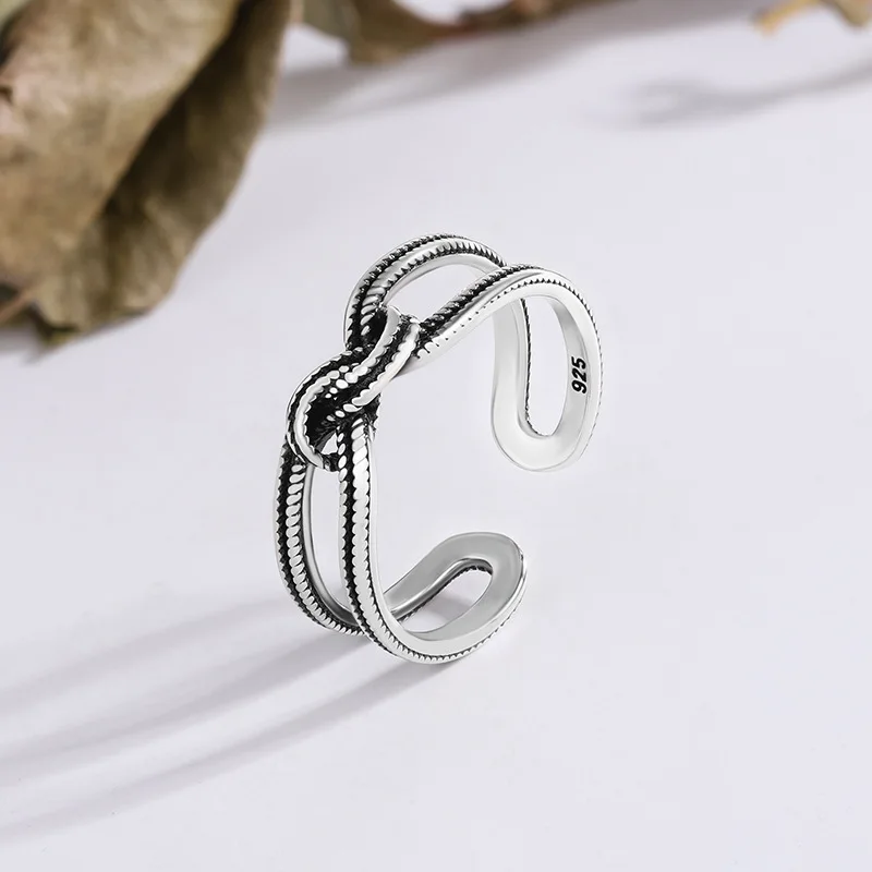 

925 Sterling Silver Tie Adjustable ​Rings For Women Wedding Luxury Fine Jewelry Accessories Wholesale Free Delivery Jewellery