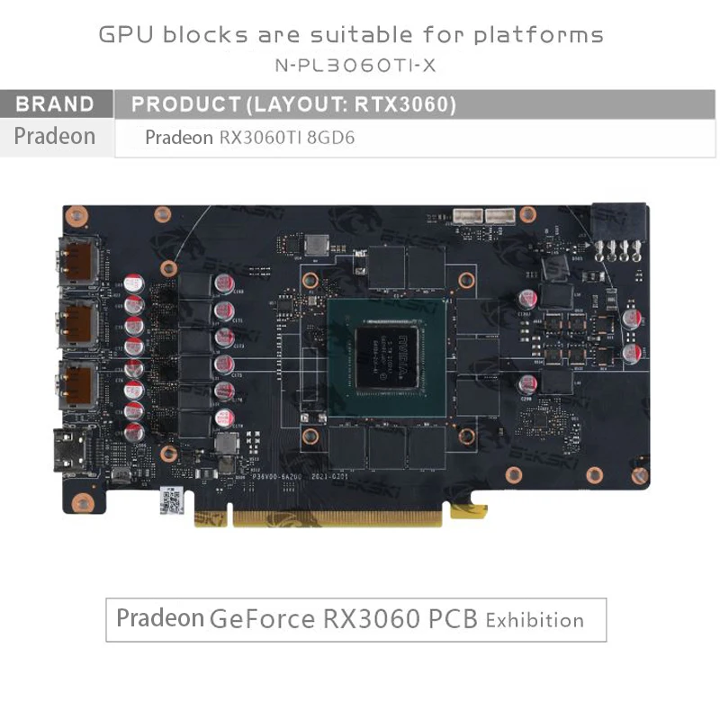 Bykski GPU Block Use for Pradeon RX3060TI 8G D6 Video Card PC Water Cooled/Full Cover/Radiator N-PL3060TI-X