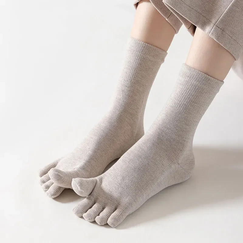 New Yoga Five Finger Socks For Woman Girl Organic Cotton Solid Non-Slip Young Fashion Pilates Fitness Harajuku Socks With Toes