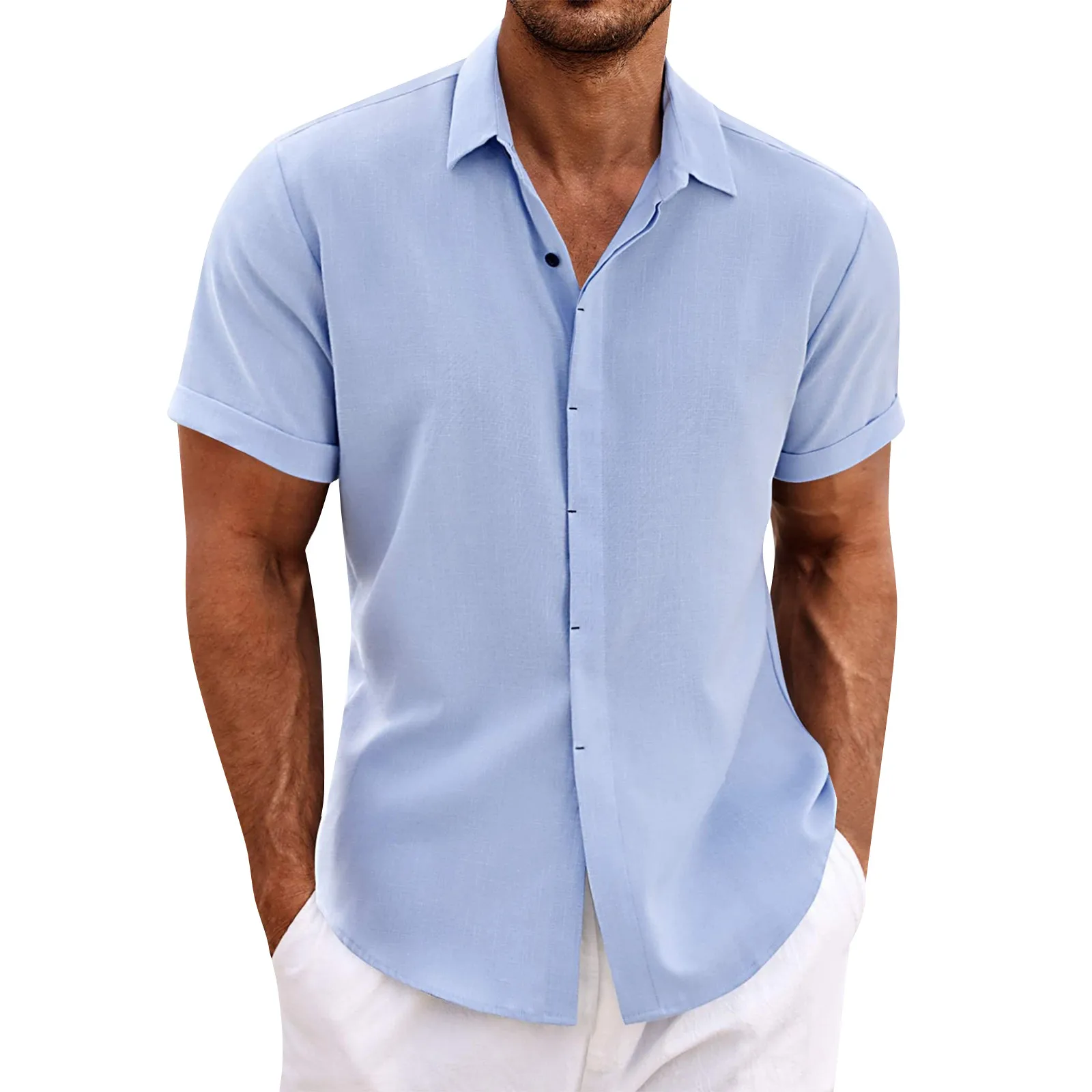 

New Cotton Linen Shirts For Men Casual Shirts Lightweight Long Sleeve Henley Beach Shirts Hawaiian T Shirts For Men