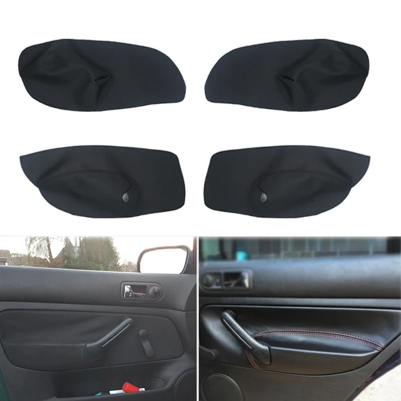 4pcs Microfiber Leather Manual Control Window Car Door Handle Armrest Panel Cover Trim For VW Golf 4 MK4 Jetta 1998 - 2004 2005