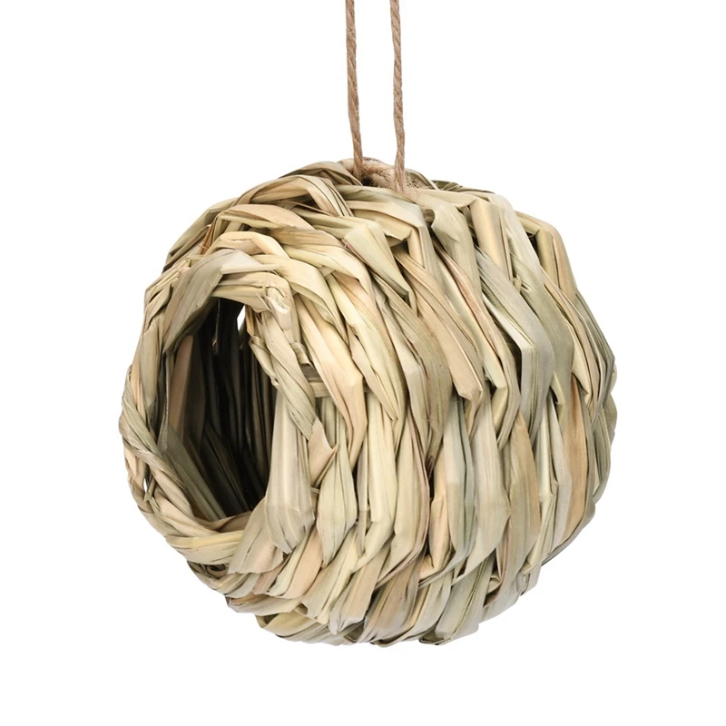 4Pack Hanging Bird Nest House For Outside,Hand Woven,Made Of Natural Grass For Gardens,Balconies,Tree Trunks