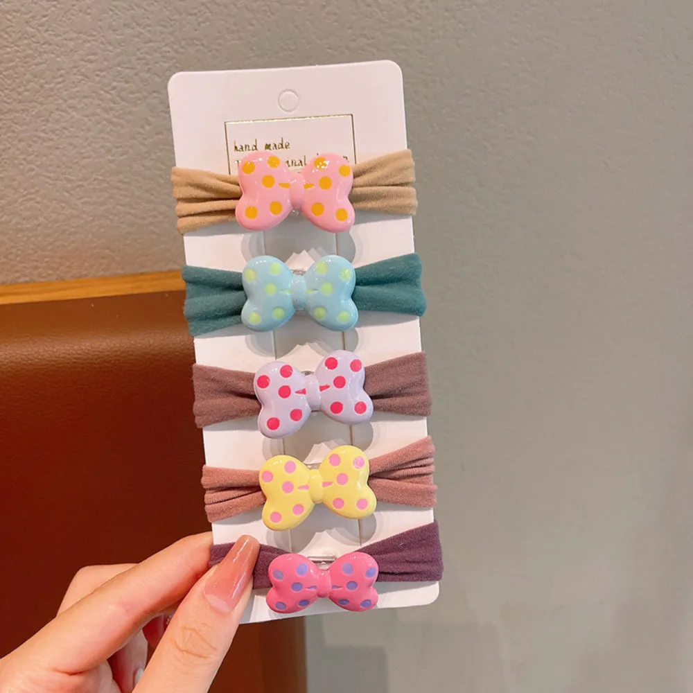 

Children's Candy Color Ponytail Headband Cute Baby Hair Tie Bow Flower Does Not Hurt The Hair High Elastic Rubber Band For Kids