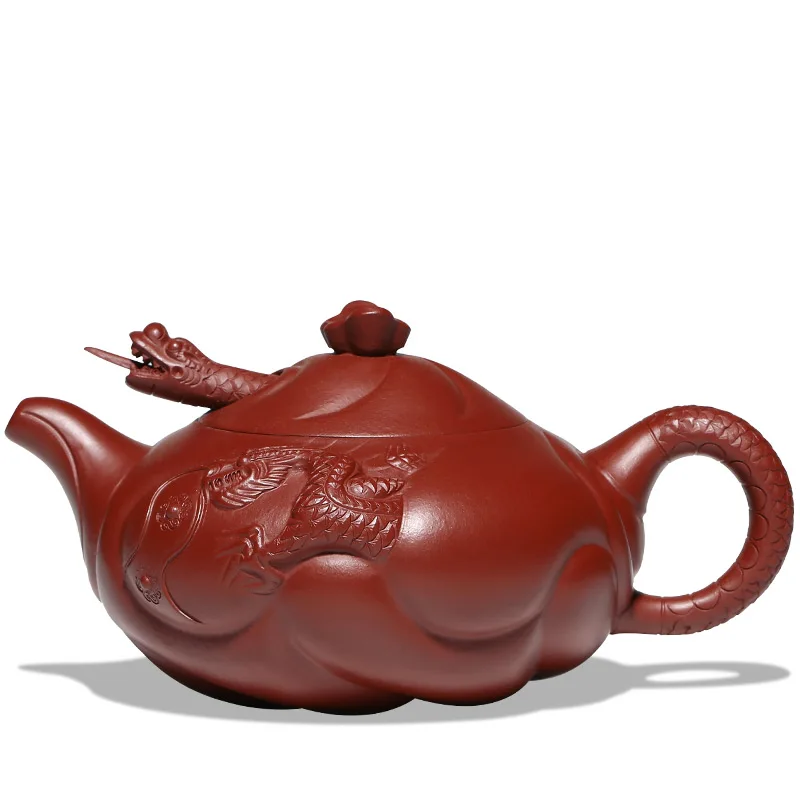 Suitable for collectionPurple Clay Teapot Household Teapot Tea Set Pure Handmade Fish Yue Longmen Fish Dragon Pot Single Teapot