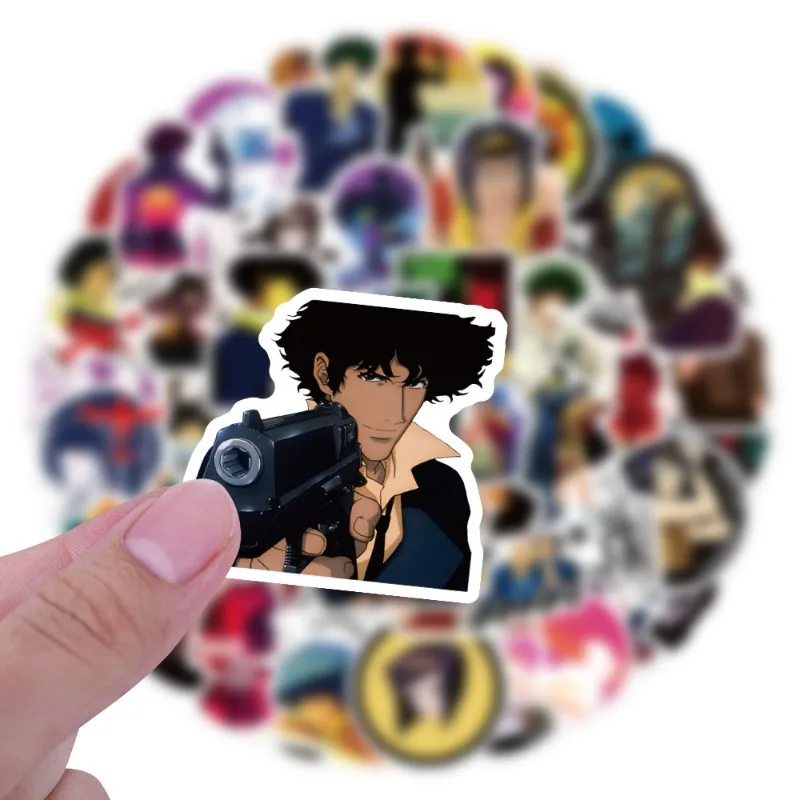 Pegatinas de grafiti de dibujos animados de Cowboy Bebop, 60 piezas, Maleta, taza de agua, guitarra, coche, teléfono móvil, portátil, pegatinas decorativas