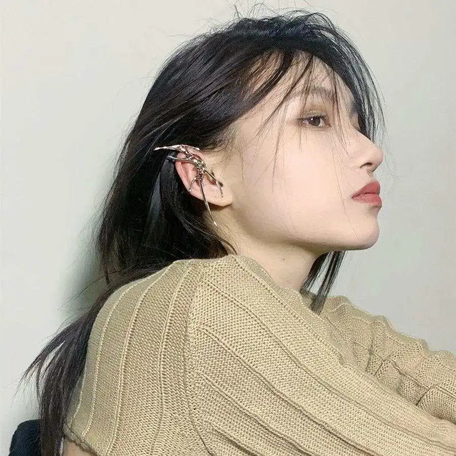 2026 New Fashion Sliver Color Butterfly Ear Clip Earrings for Women Punk Hip Hop Zircon Elf Earring Party Jewelry Gifts1pcs