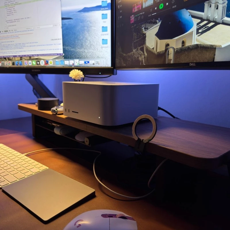 Minimalist Monitor Stand Riser with Phone And Tablet Holder Multi-Functional Desktop Shelf Office Desk Organizer