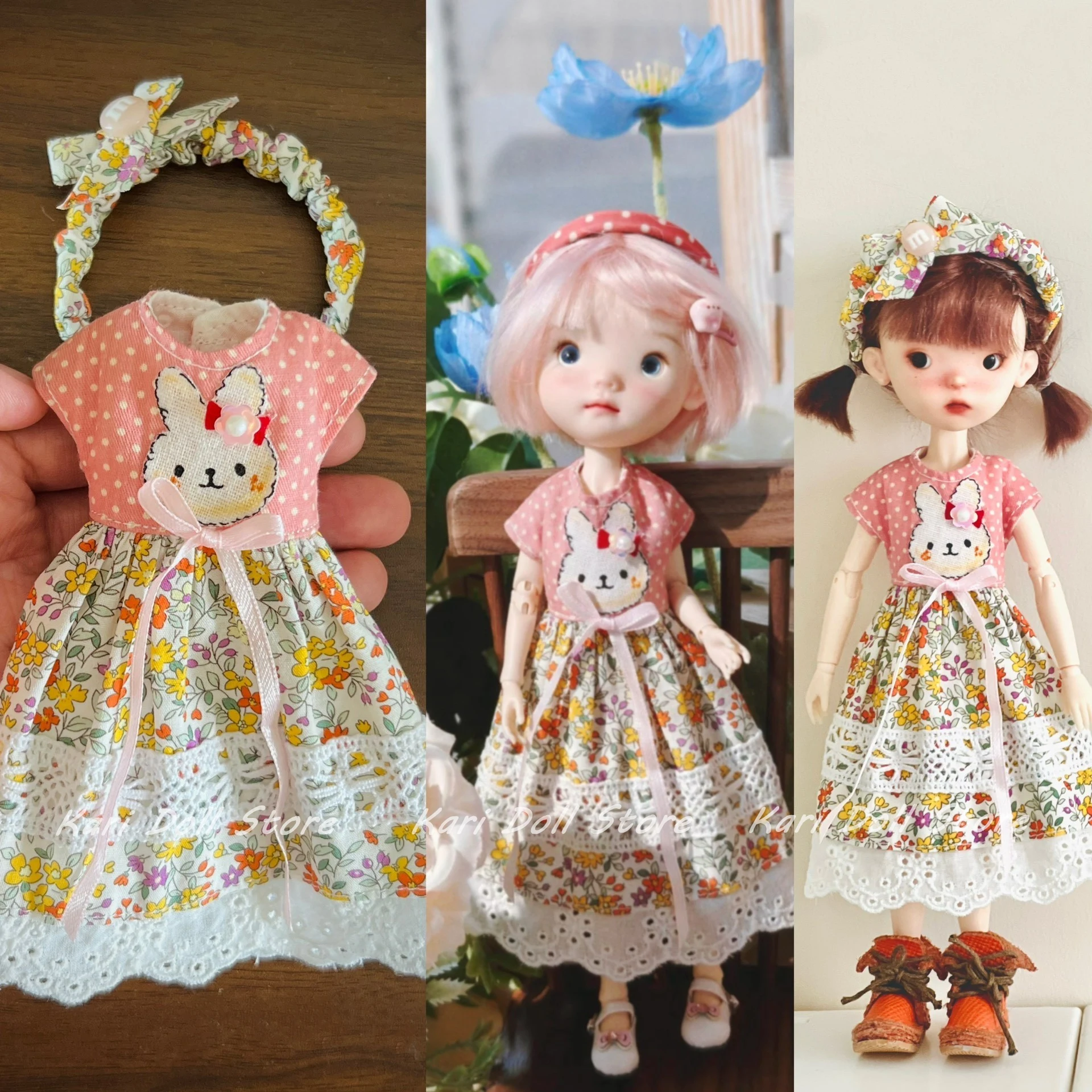 

Kari Doll Одежда и юбки 2025: Юбка с цветком маленького кролика, комплект с повязкой на голову для куклы Landazz Landoudou
