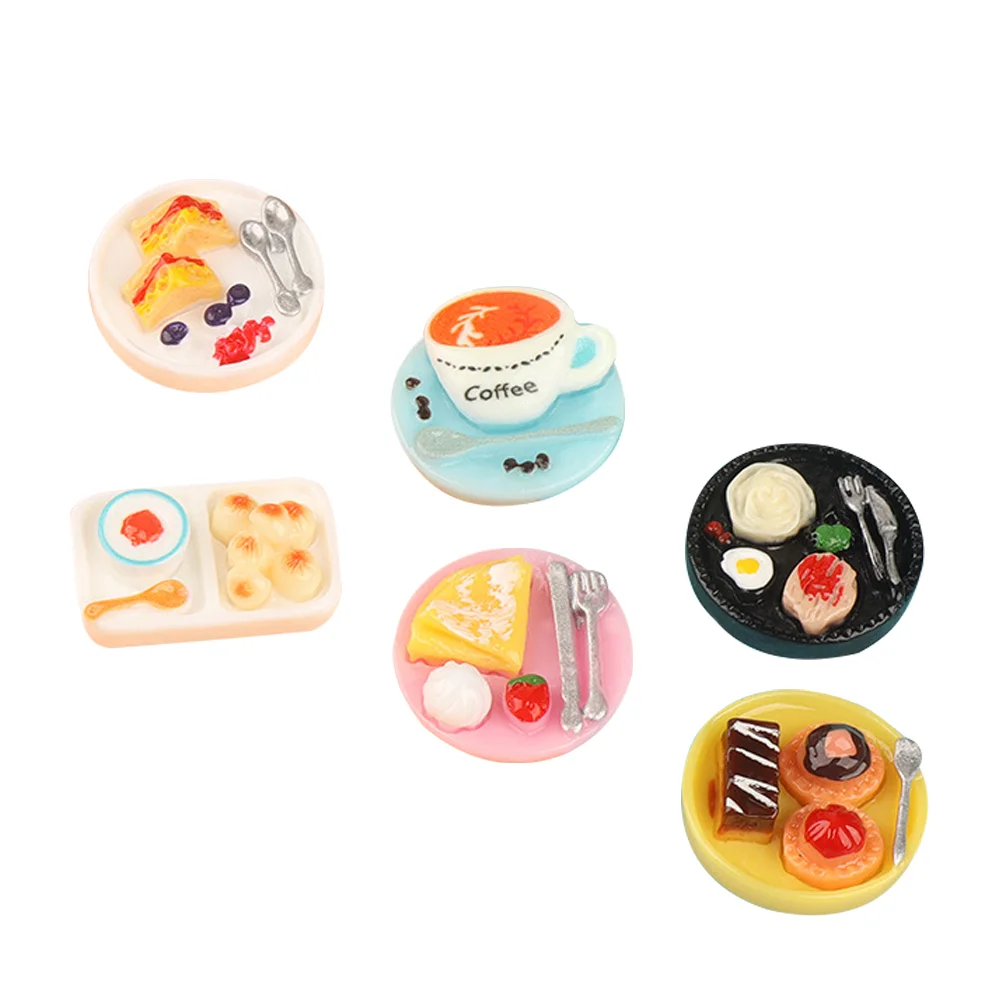 

6 Pcs Pretend American Style Miniature Food and Play Toys Decor Resin Prop Simulated