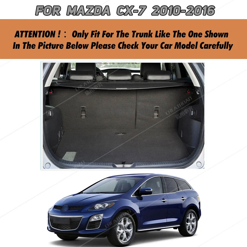 Auto Full Coverage Trunk Mat For Mazda CX-7 2010-2016 14 13 12 11 Car Boot Cover Pad Cargo Liner Interior Protector Accessories