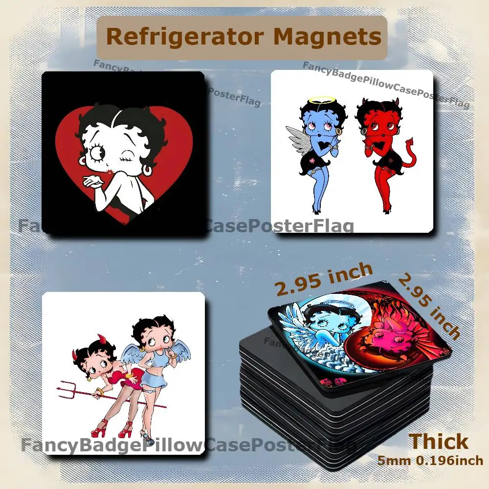 Sexy B-Betty-es Doll B-Boop-es 75mm Frigerator Magnet Square Stickers Personalize Fridge Refrigerator Wall Door Decoration