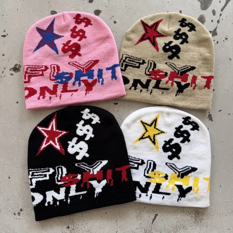 1 Stück Unisex-Jacquard-Beanie-Mütze mit Sternenmuster, lässig und vielseitig, warm für Herbst und Winter, Outdoor-Streetwear, Hip-Hop-Stil