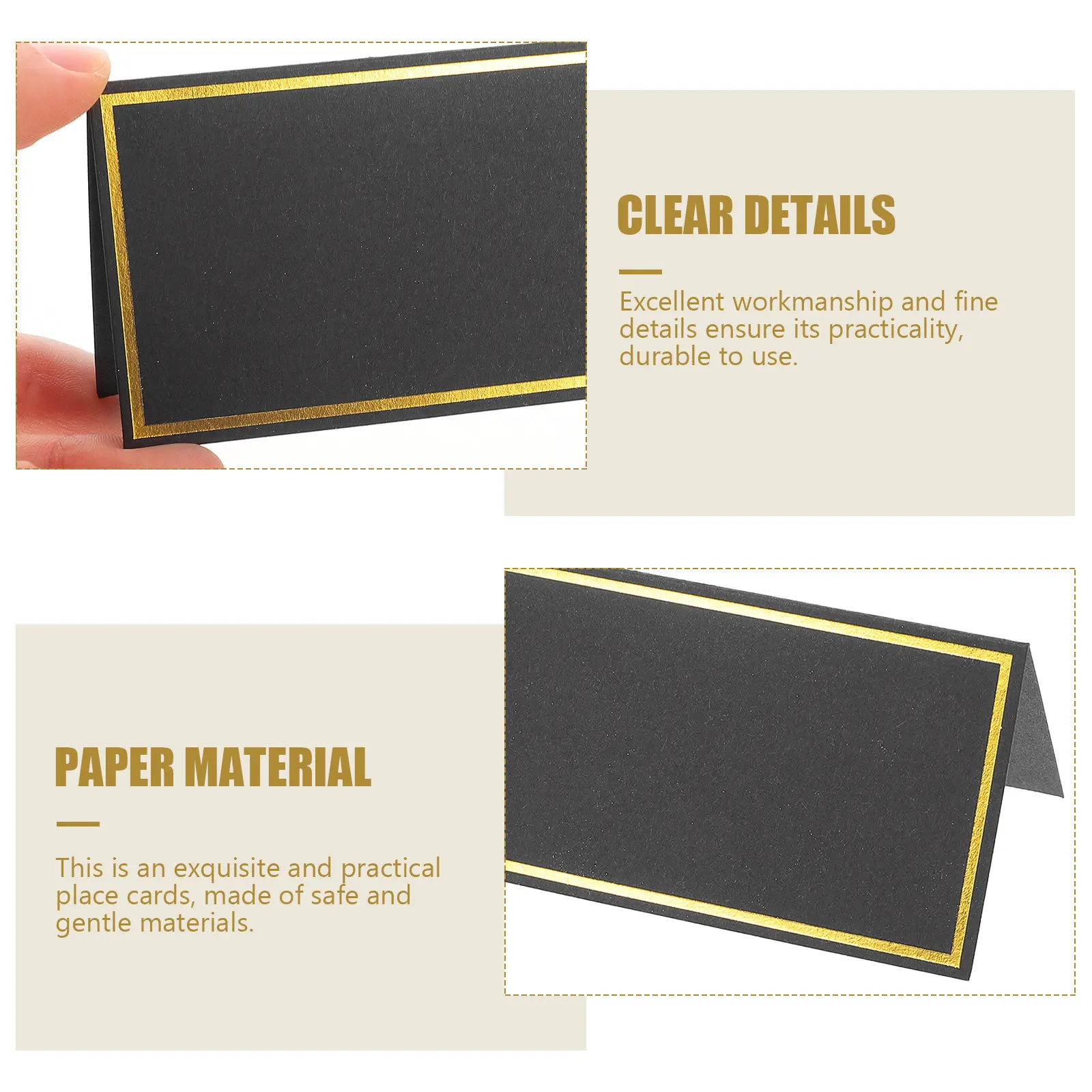 

50Pcs High Quality Seat Cards Gold Foil Border Blank Place Cards for Wedding Party Events Elegant Table Signage Solution