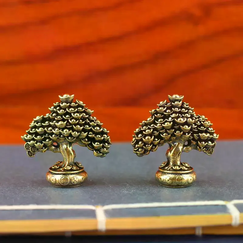 Brass Fortune Tree Ornaments Potted Tree Ingot Tree Retro Brass Ornaments Living Room Office Desktop Sculpture