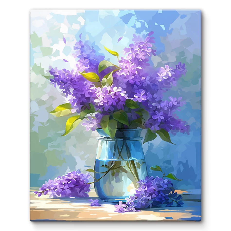 Home Decor Vase With Flowers - 2026 Painting By Number Adults Purple