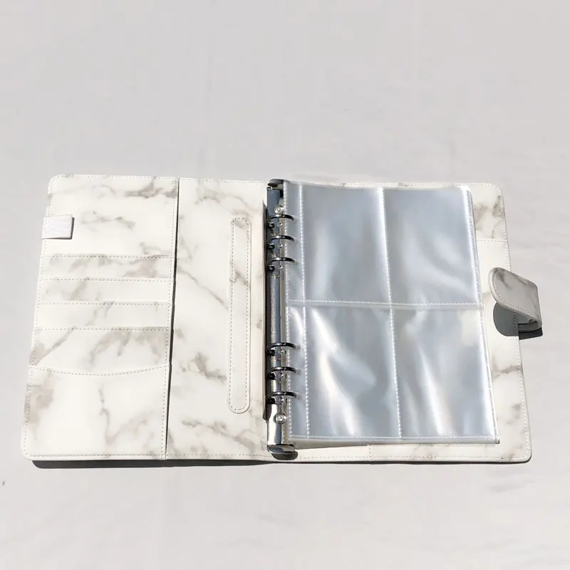 Yiwi A5 PU Leather Marble Notebook Binder Budget Planner Money Organizer  Binder Kpop Photocard Collect Book