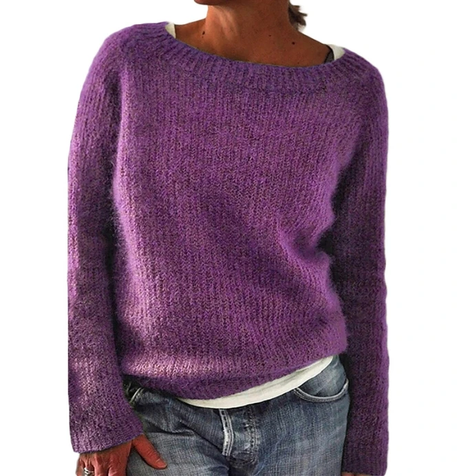 2024 Autumn/Winter New Sweater Women's Solid Color Versatile Commuting Elegant Sweater Knitted Sweater