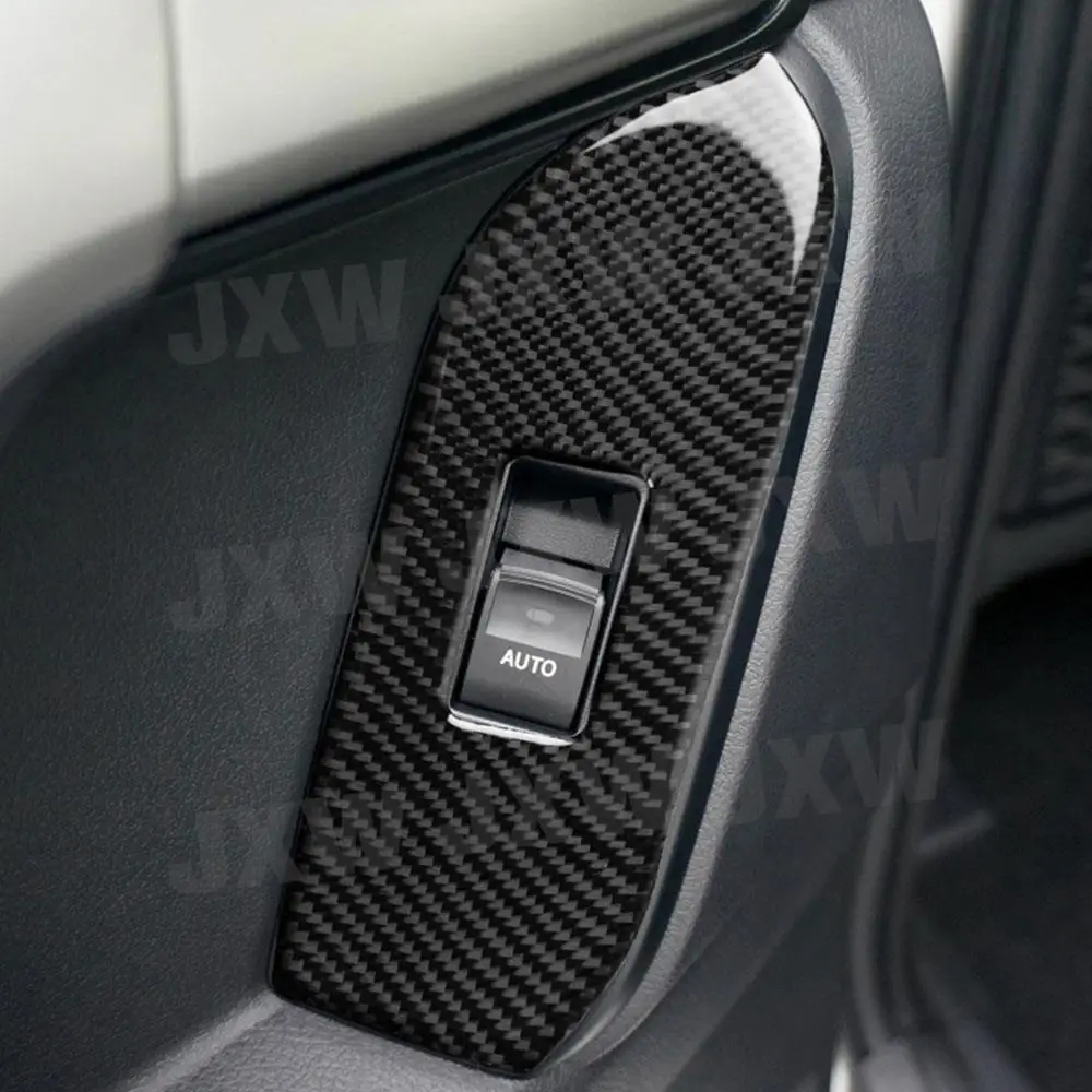 Carbon Fiber Car Door Window Lifter Switch Buttons Trim Frame Cover Decal Stickers For Toyota Land Cruiser Prado 2010-2018