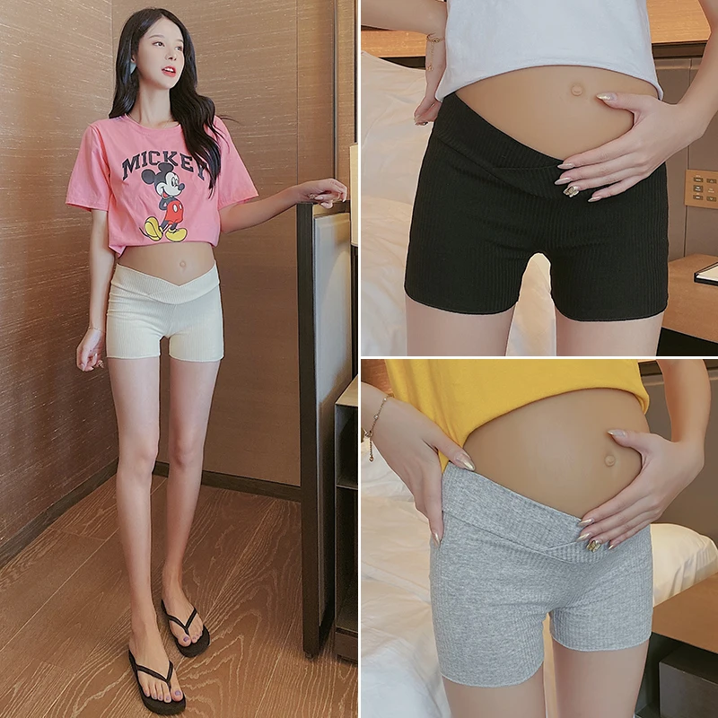 

Solid Color Pregnant Women's Summer Clothes Cross Low Waist Maternity Shorts Stretched Pregnancy Safty Pants Wholesale