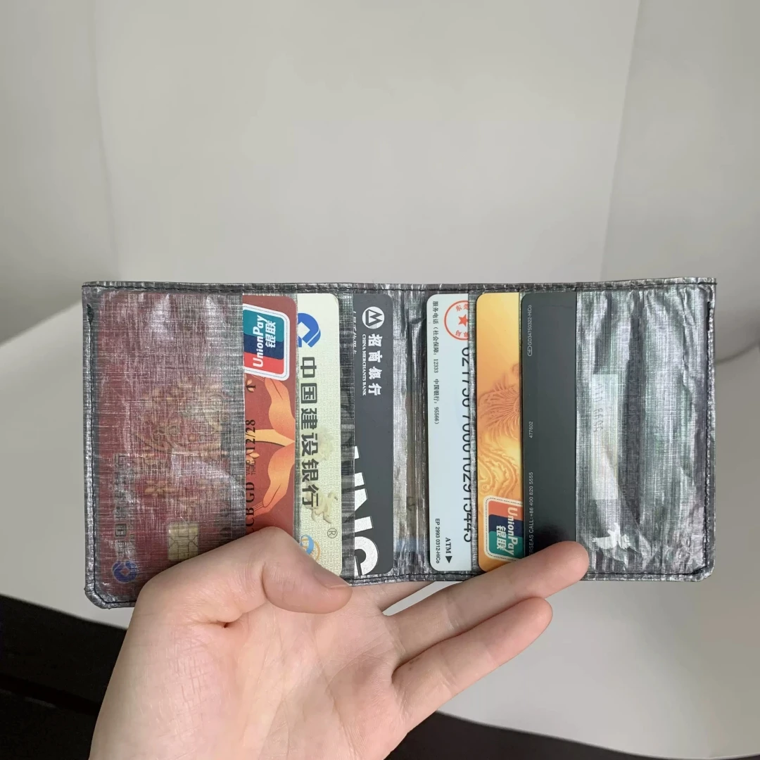 Ultralight DCF Dyneema Bifold Wallet Cuben Fiber Multi-Slot Card Holder Wear-Resistant Camping Card Case with Flap for Cash Card
