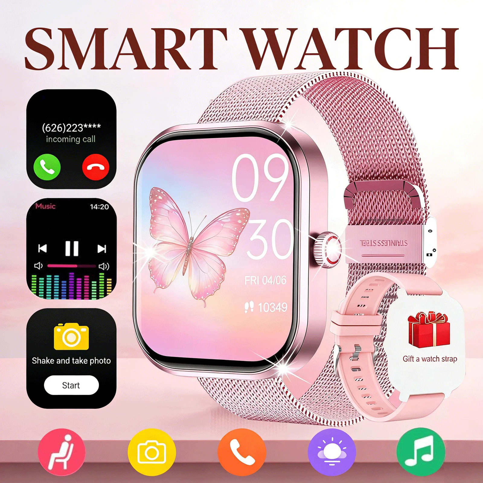 2.01-Inch Unisex Smartwatch with Wireless Calling, Message Alerts & Multi-Sport Modes – Perfect Gift for Men and Women