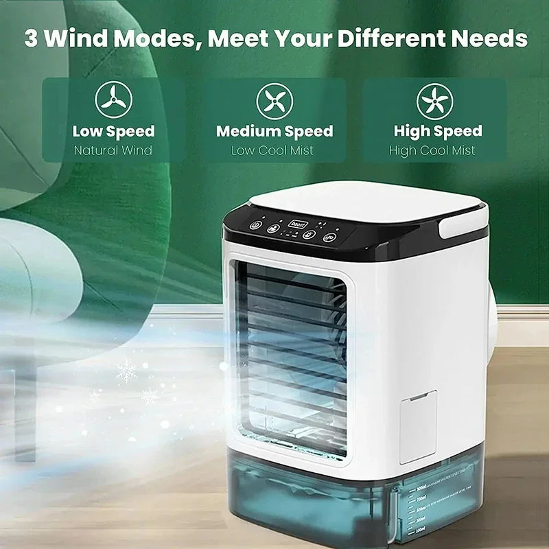 Xiaomi Portable Air Conditioner Fan Dual Spray Ultrasonic Atomization 3-Speed Mute Air Cooler Night Light Electric Fan for Home