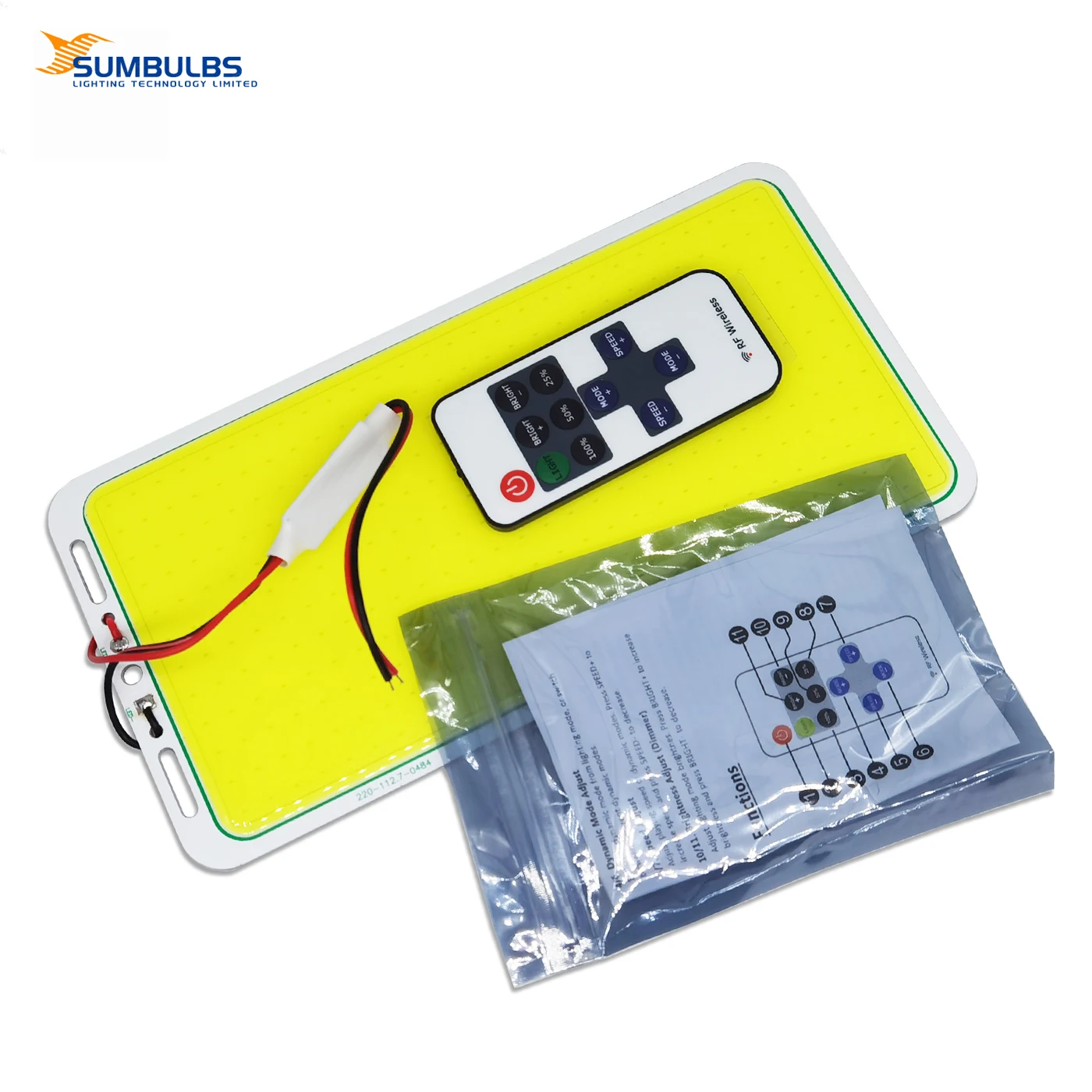 SUMBULBS 70W Ultra Bright DC 12V LED COB Chip Panel Light with Dimmer for Outdoor Fishing Rod Camping Portable Lighting Bulb
