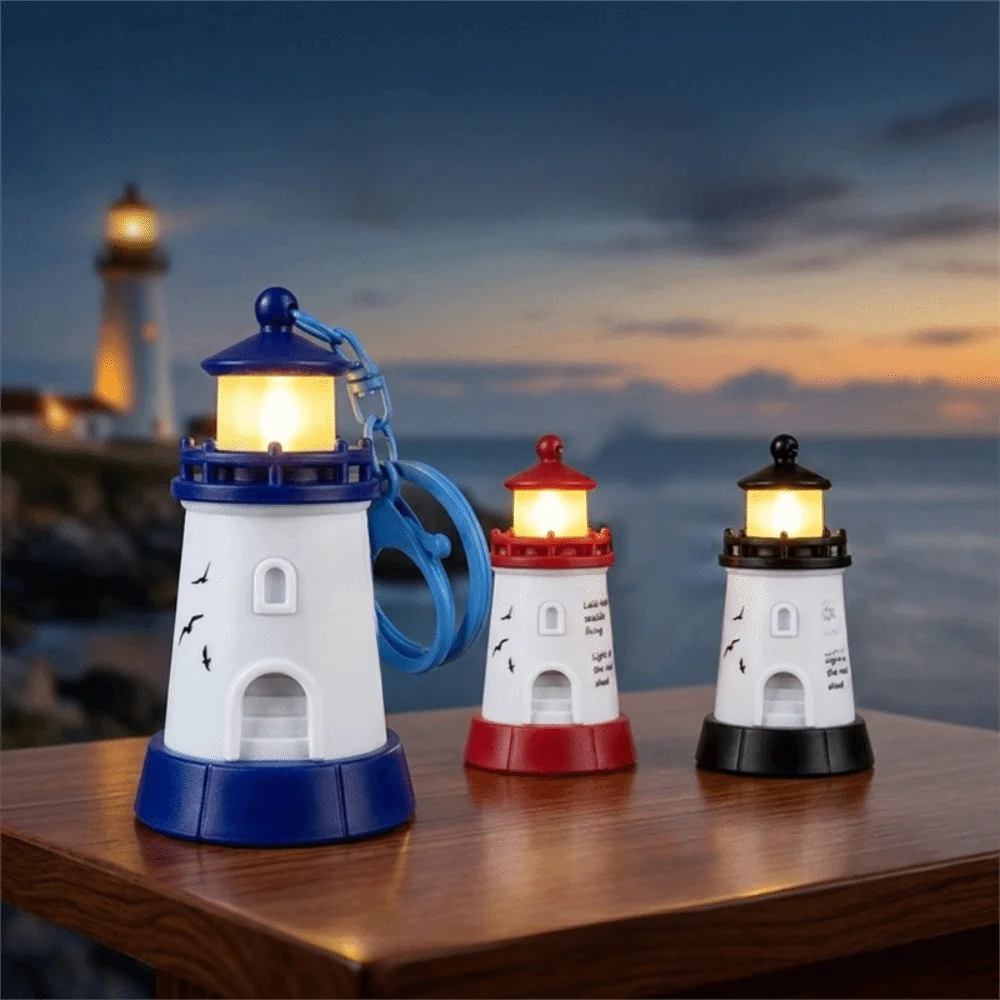Luminous Lighthouse Keychain Night Light Keychain LED Light Up LED Lightup Keychain Mobile phone stand