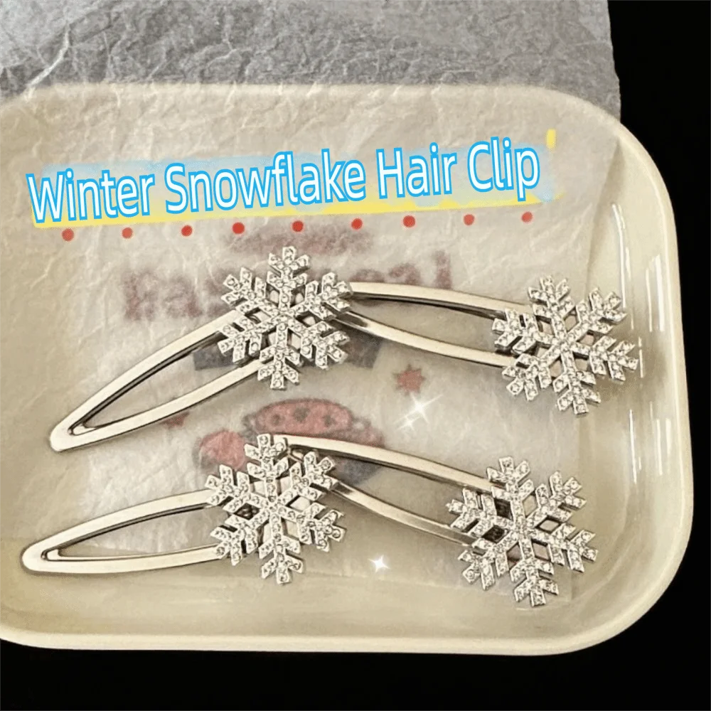 

Gifts Christmas Rhinestones Snowflake Hair Clip Sweet Metal Side Hairpin INS Style BB Clip Hair Accessories