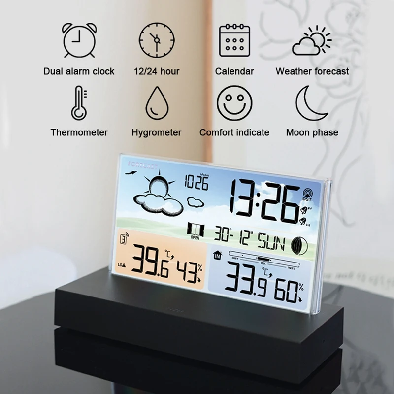 Barometer Weather Station Thermometer Weather Station Thermometer Electronics Desktop Alarm Clock Battery Wireless Sensor