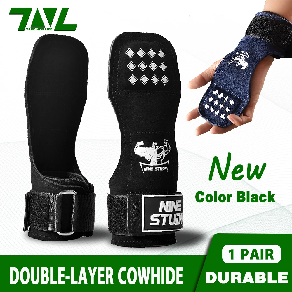 Cowhide Training Sport Gloves Gym Fitness Gloves Straps Grips Anti-Skid Weight Lifting Pads Protection Deadlift Workout Exercise