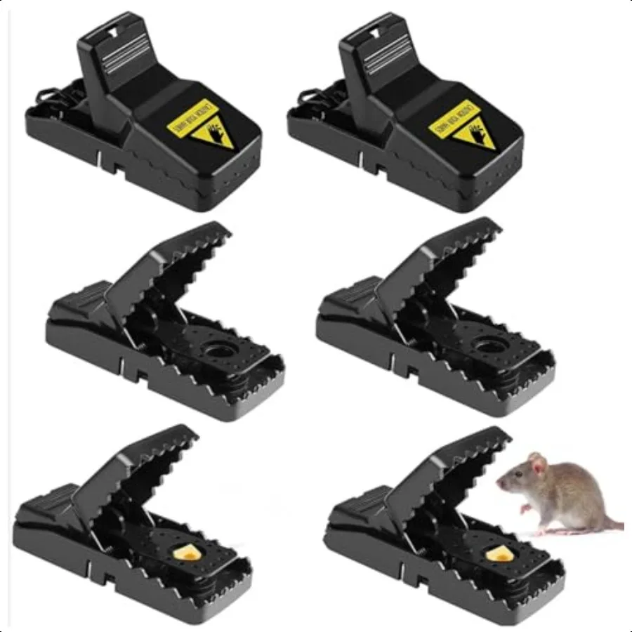 Paquete de 6 trampas para ratas para interiores y exteriores, trampas reutilizables rápidas y efectivas para ratas pequeñas y grandes que mata al instante con S potente