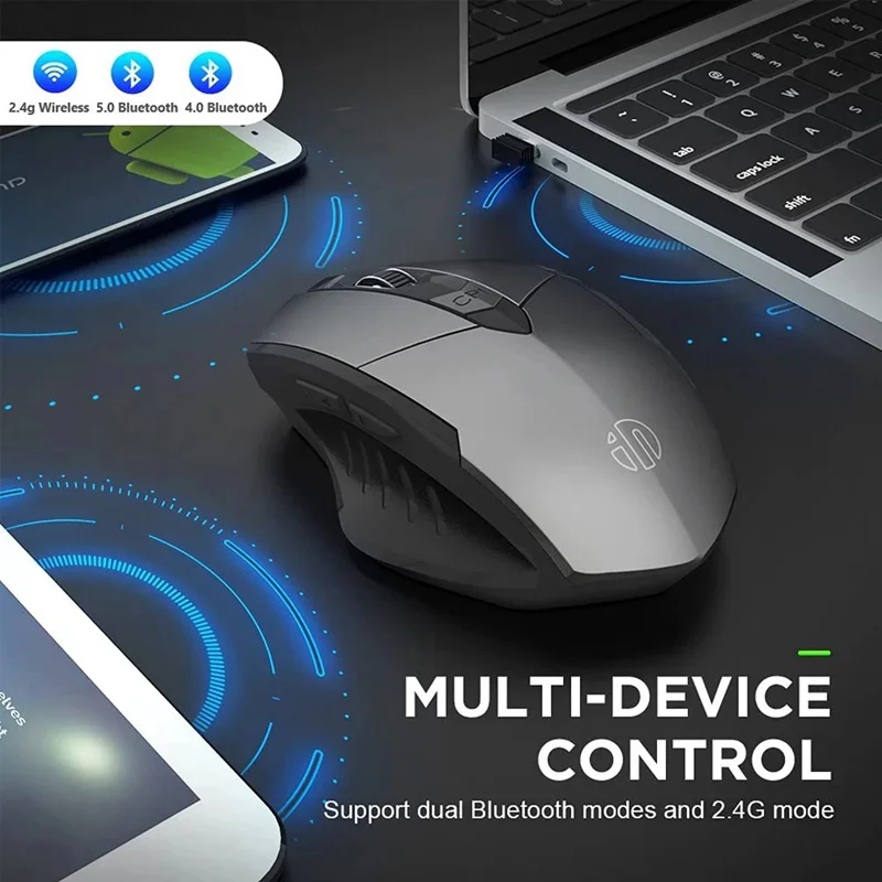 Inphic Rechargeable Wireless Mouse Ergonomic Bluetooth 5.0 2.4G Mice Office Mute Mouse For MacBook Tablet Laptops Computer PC