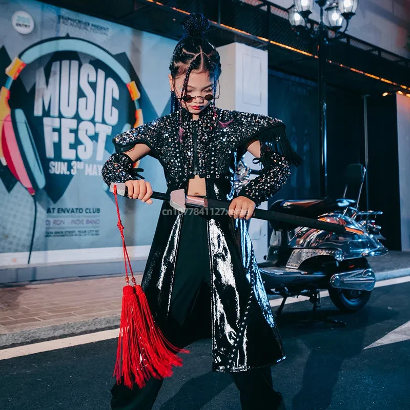 

Children's Jazz Dance Sequin Costume Jumpsuit, Pants, Stage Runway Show, Trendy Costume, Children's Jazz Dance Sequin Set