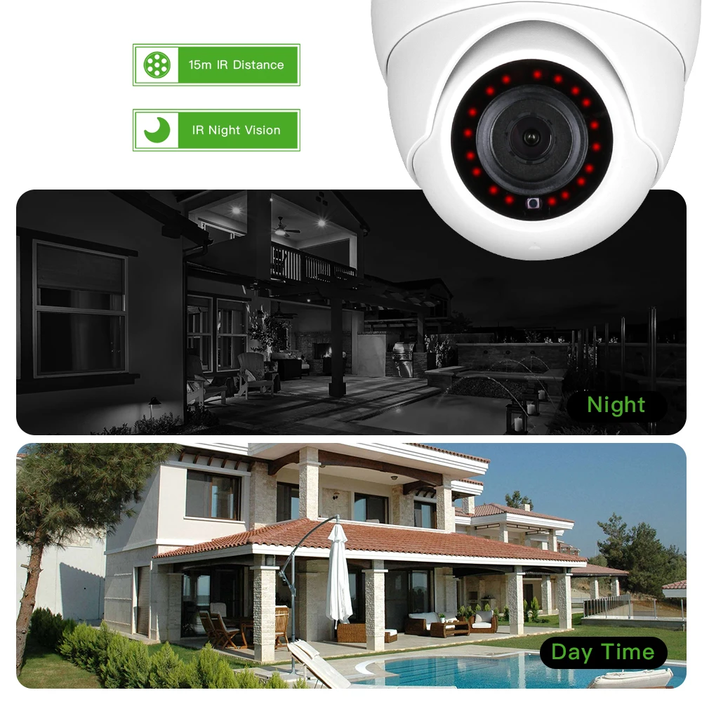 XMeye-Indoor CCTV Video Surveillance Security, Wide Viewing Angle, Infrared Onvif, M 2.8mm, 5MP, POE