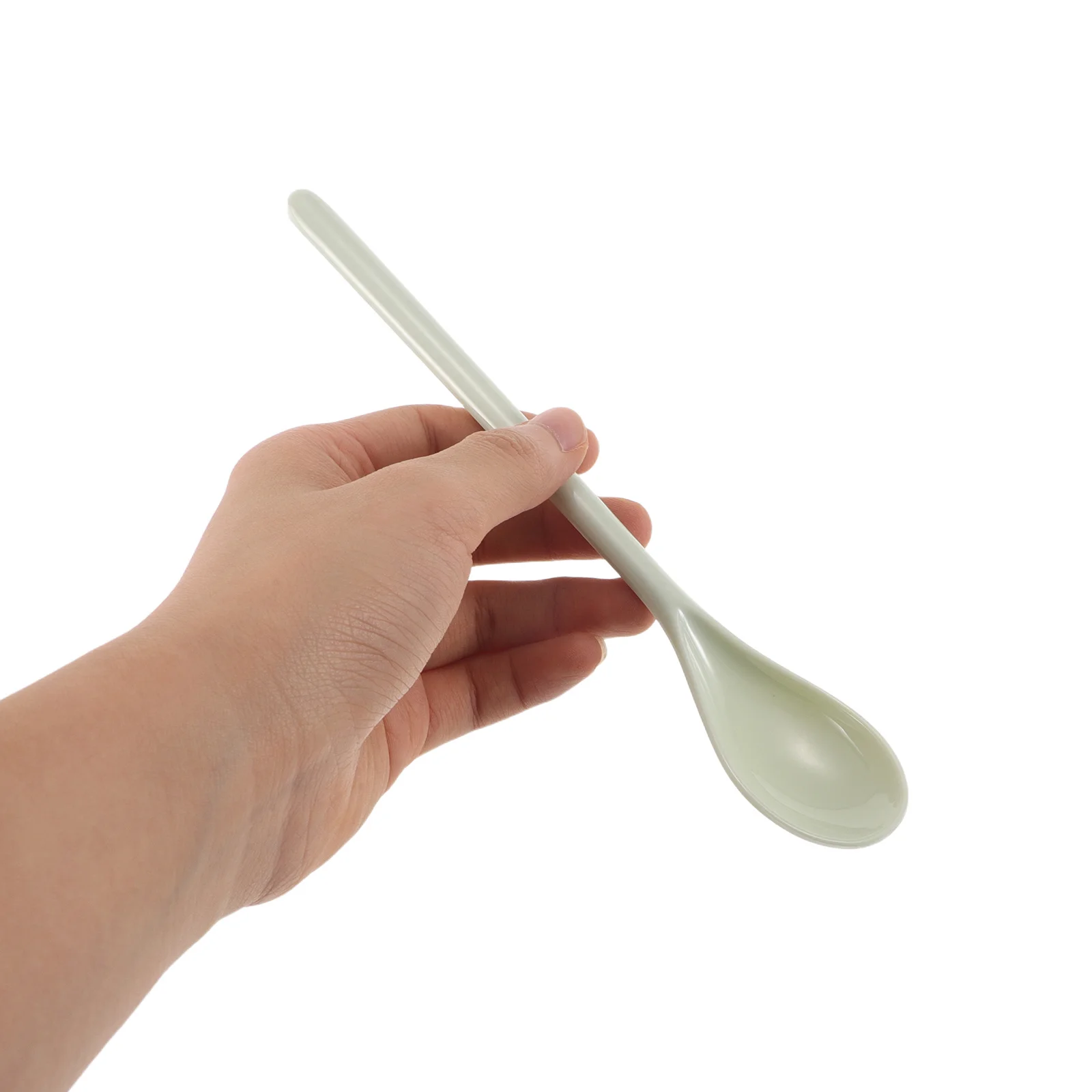 

6Pcs Feeding Spoons Long Handle Imitation Porcelain Drop Resistant Utensils for Kindergarten